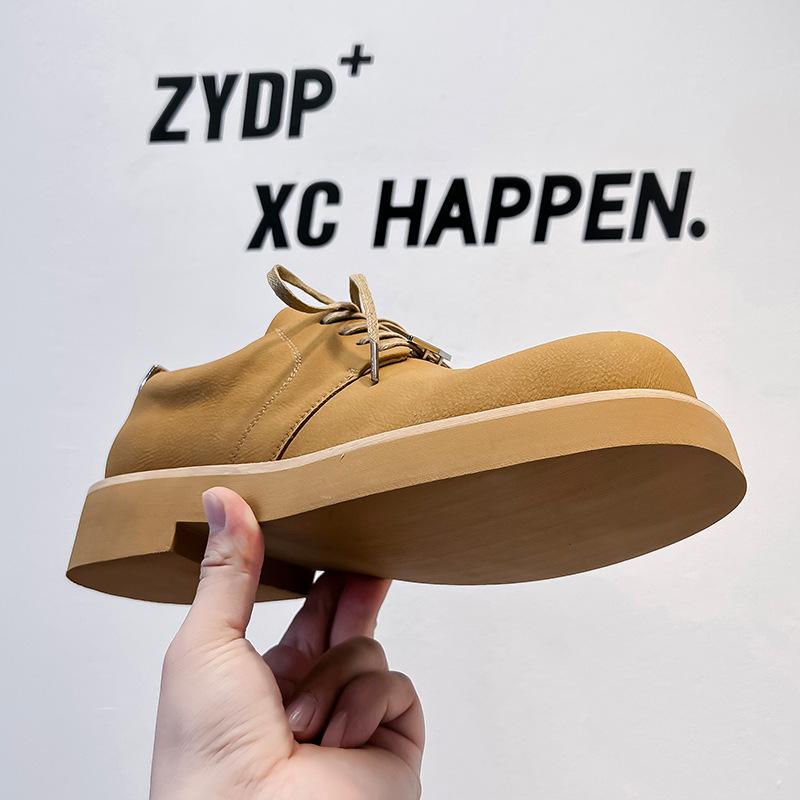 Derby Shoes Men's 2024 Spring and Summer New Mickey Big Head Shoes Big Yellow Boots Round Head Fashion Leather Shoes 177177-A