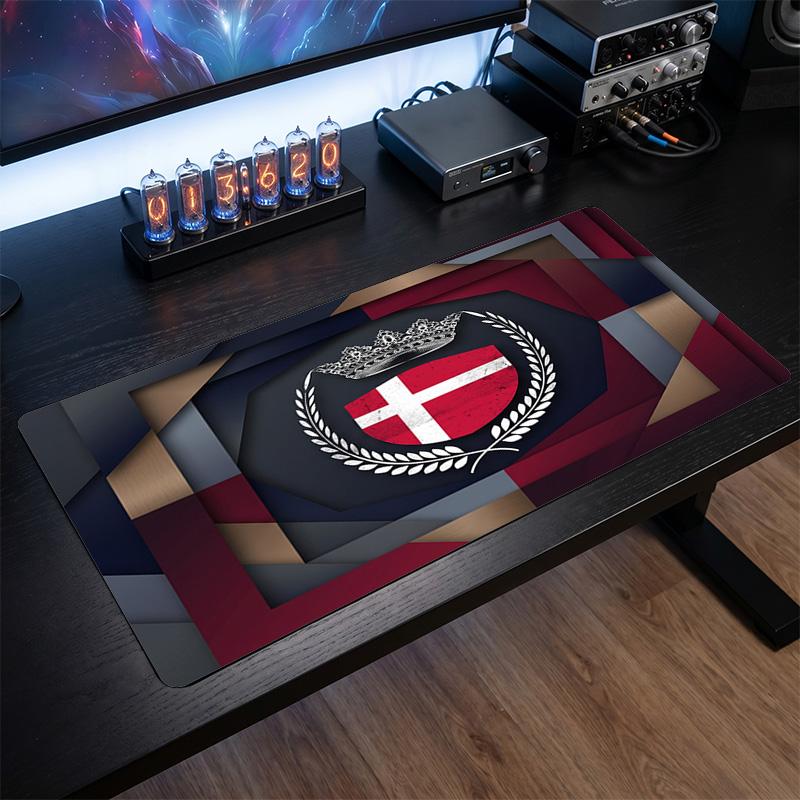 Denmark Football Crest Mouse Pad, Extended Non Slip Rubber Desk Mat for Gaming Office Laptop Fan Gift