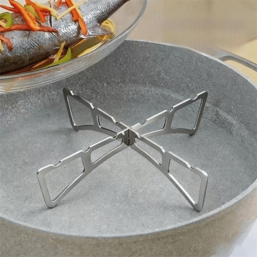 Stainless Steel Cross Steaming Rack Folding Baking Pot Stand Practical Stove Rack  for Kitchen