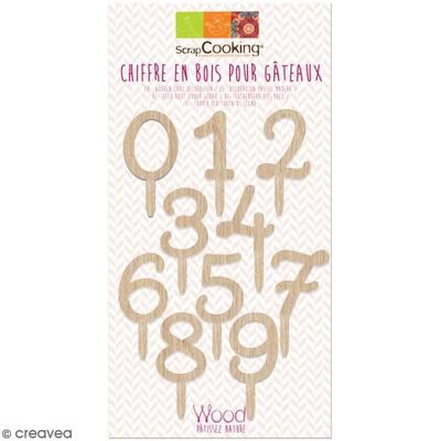 Wooden Cake Topper - Numbers - 6 Cm - Suitable for Food Contact - Beige - Unisex