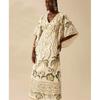Amazon Vacation 2025 Summer New V-neck Fashion Loose Print High Waist Long Dress Women Dress