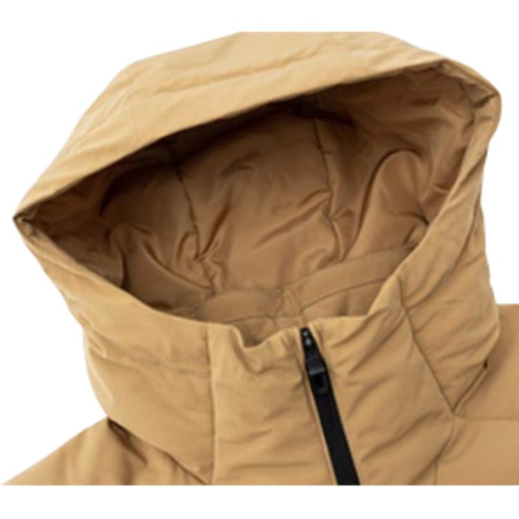 Anta Solid Color Letter Print Zip-Up Hooded Duck Down Jacket Men Outerwear Brown 152247903-2