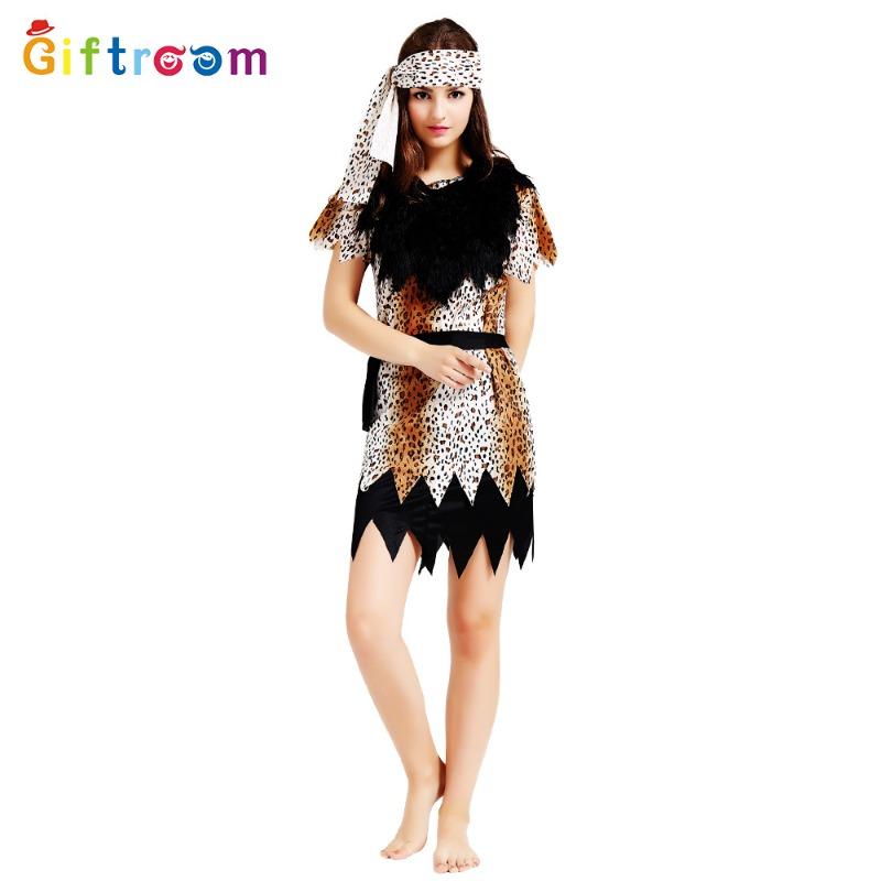 Halloween Flintstones Couple Leopard Wild Man Original Costume Funny Show Clothes Indigenous Costumes