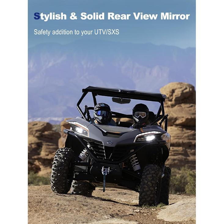 UTV Rear View Mirror, HD SXS UTV Center Mirror With Aluminum Clamp Fits 1.5"-2.0" Roll Cage Mount, Compatible With Polaris RZR, Maverick Can Am X3,