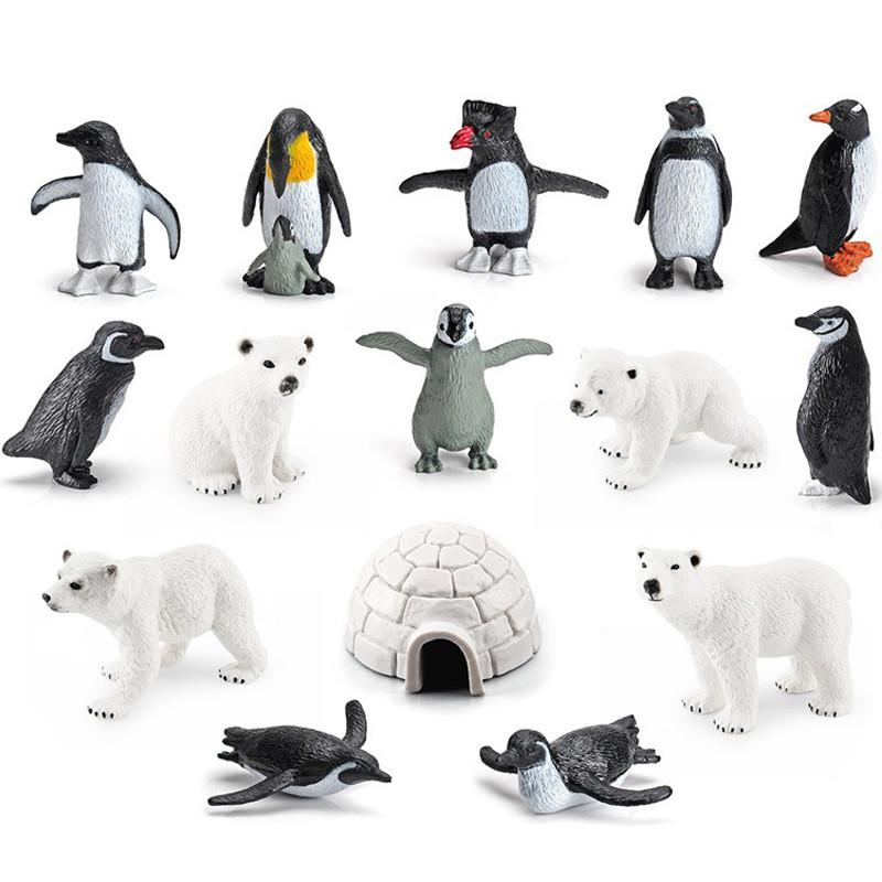 Realistic Arctic Animal Figurine Set With Polar Bear And Penguin For Desk Decoration