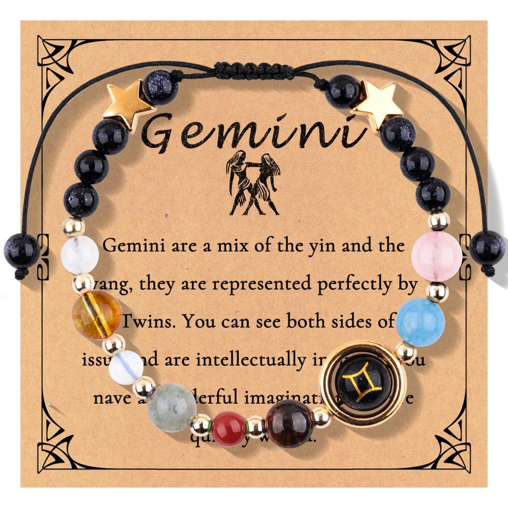 12 constellations woven adjustable bracelet gold beads star constellation symbol pendant eight planets planet bracelet