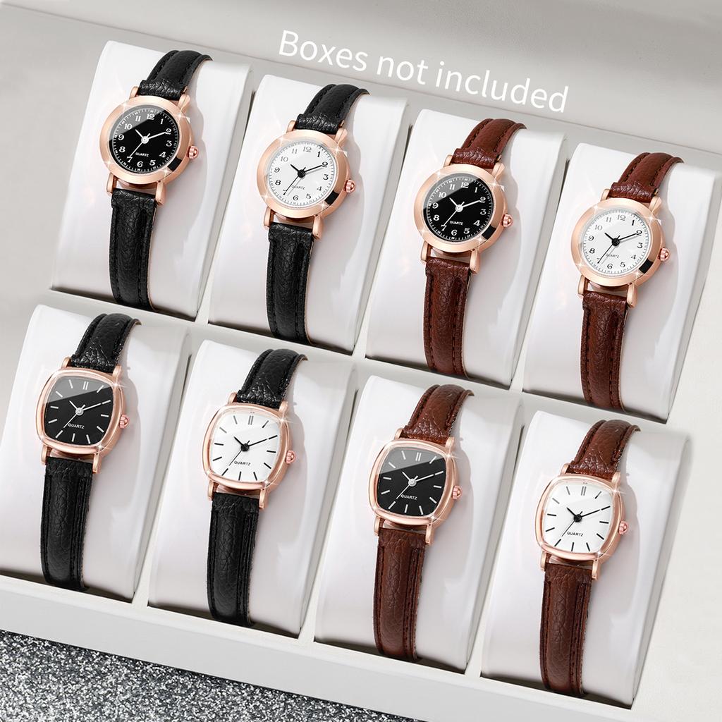 Women's Fashion Retro Small Fresh Simple Scale Elegant Trendy Korean Edition Fashion Quartz Watch Combination Set (Without Box)