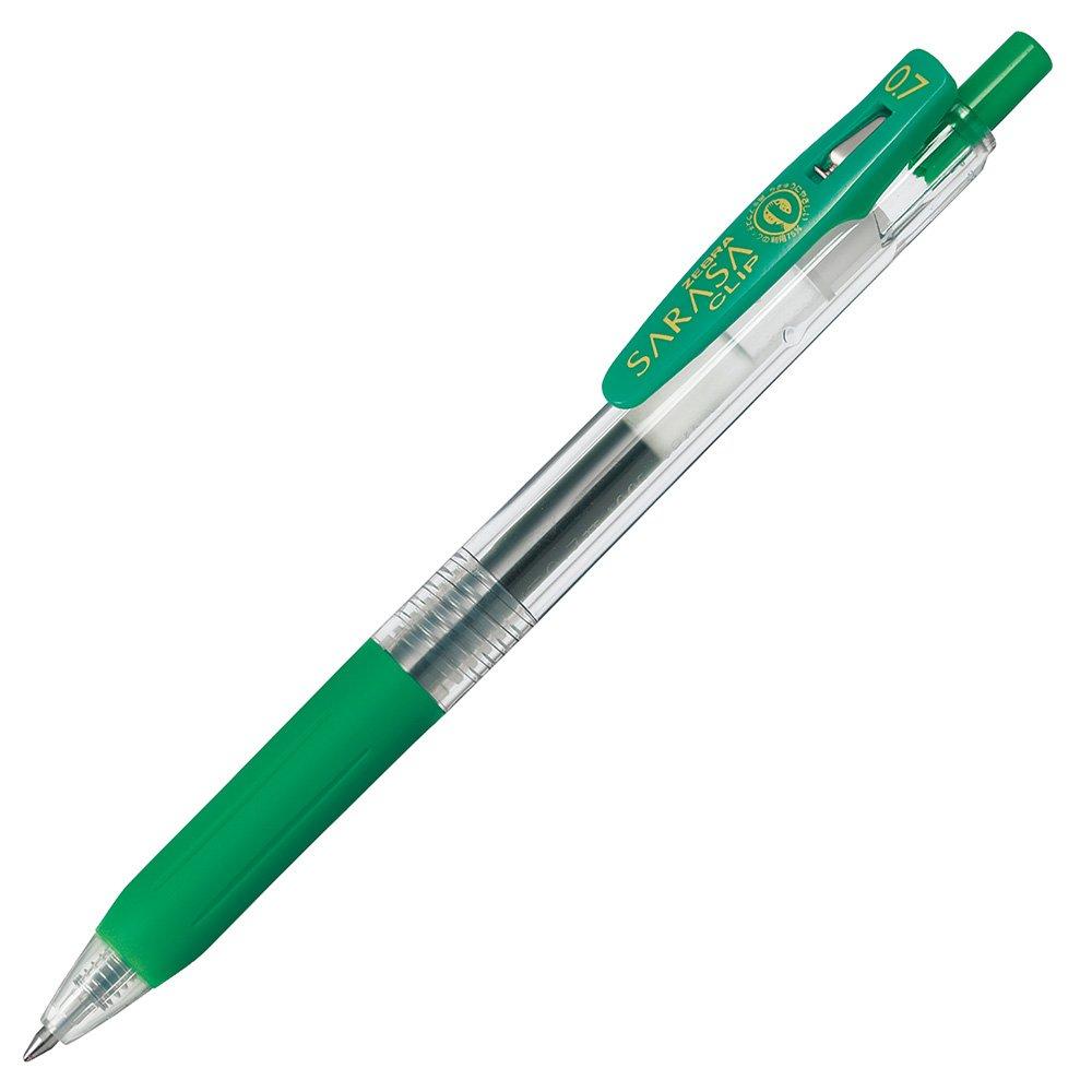 Zebra Sarasa Clip Gel Ballpoint 10 Pen, 0.7mm, Green, Pens, B-JJB15-G