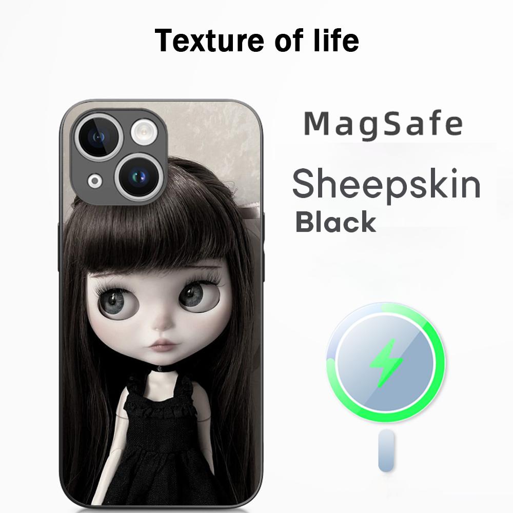 Blythe Cute doll fashion pattern design Phone Case For iPhone 17 16 15 14 13 12 Plus Pro Max  High-end Luxury Magsafe Sheepskin