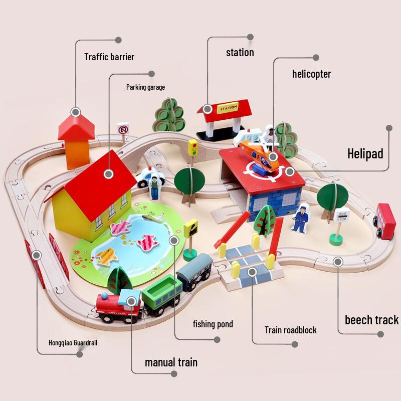 70-Piece Wooden Train Track Set for Ages 2-7: Interactive Educational Toy