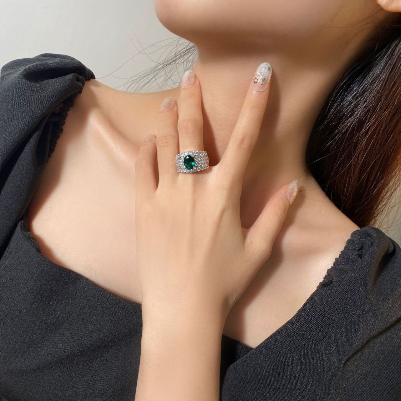 Female Wedding Ring Sparkling 7 *9mm Emerald Ring 925 Sterling Silver Engagement Classic Rings For Women Ring Fine Jewelry Gifts