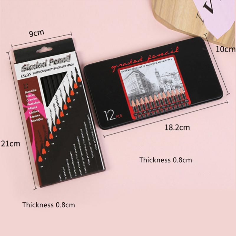 12Pcs/Set Wooden Pencils H-8B Professional Drawing Pencil Art Supplies Writing Stationery Items School Acsesories Gift