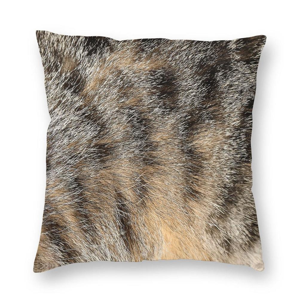 Tabby Cat Faux Fur Square Pillowcase Polyester Linen Velvet Pattern Zip Decor Pillow Case Sofa Seater Cushion Cover x