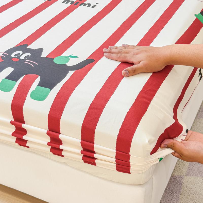Stripe Style Fitted Sheet Pure Cotton Bed Cover Home Bedsheets Adults Kids Mattress Protector sabanas para cama (No Pillowcase)