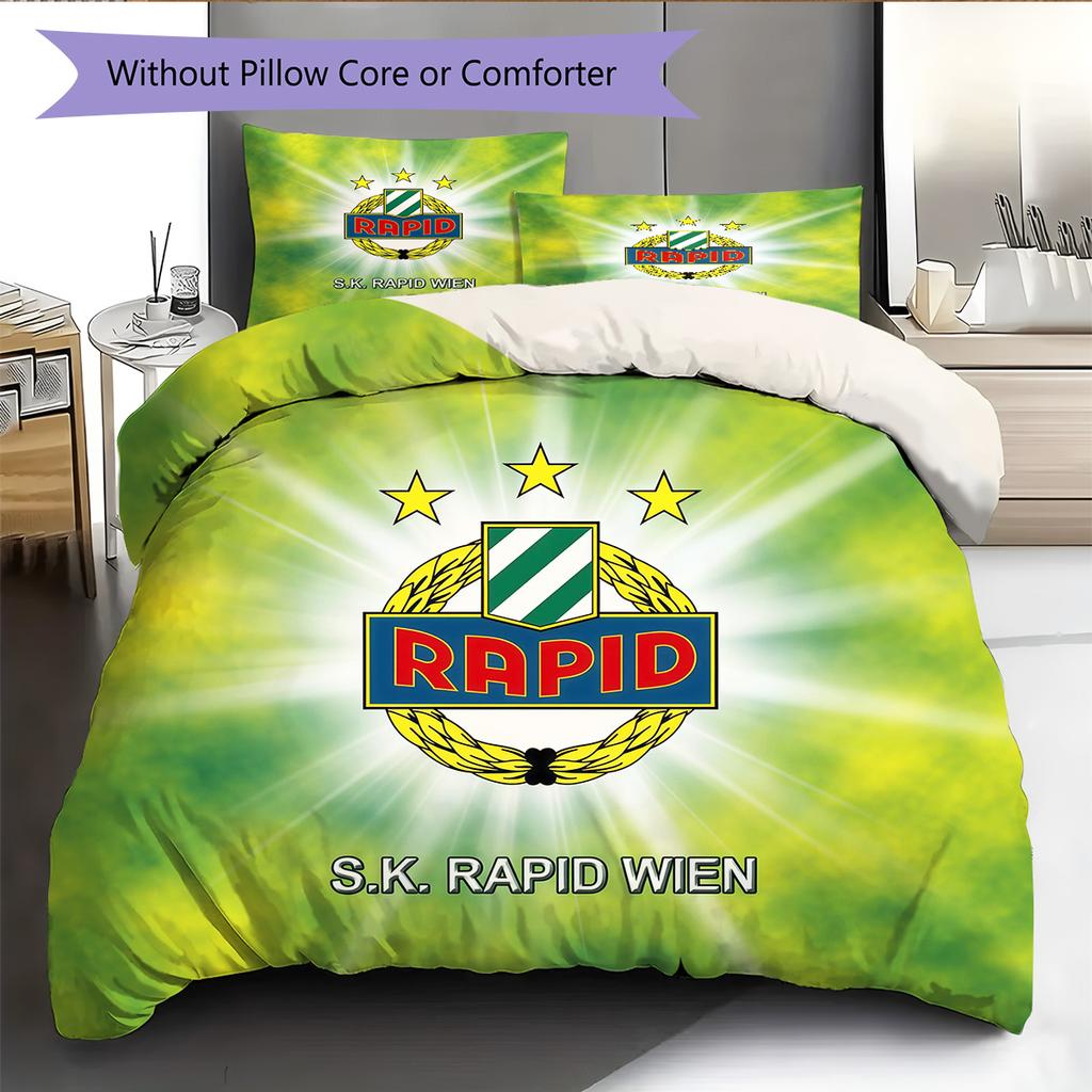 SK Rapid Wien Pattern Bedding Quilt Set Home Decoration Gift (1 * Duvet Cover + 2 * Pillowcase Without Core)