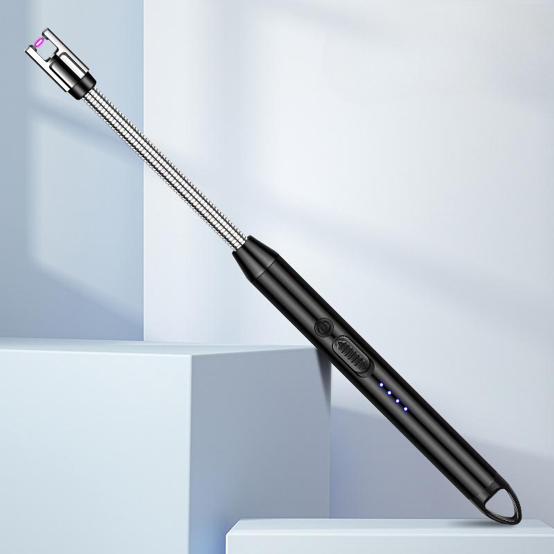 Metal Elbow Tube Extended Arc Igniter Battery Level Display Lighter Outdoor Windproof Electronic Igniter