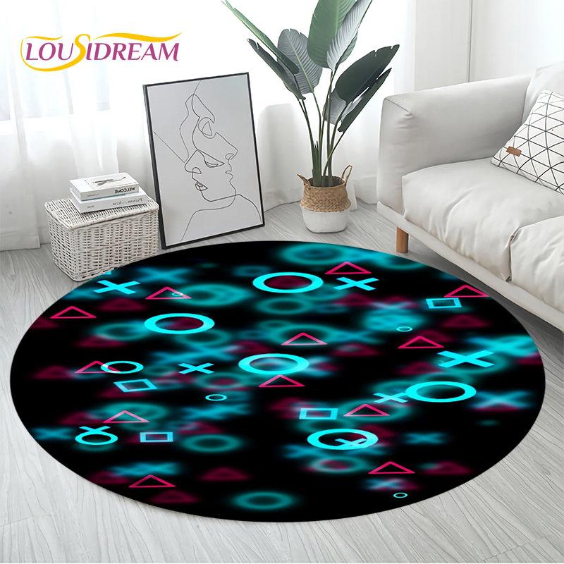 3D Cartoon Gamer Game Controller Area Rug Large,Round Carpet Rug for Living Room Bedroom Sofa Decor,Kid Play Non-slip Floor Mat