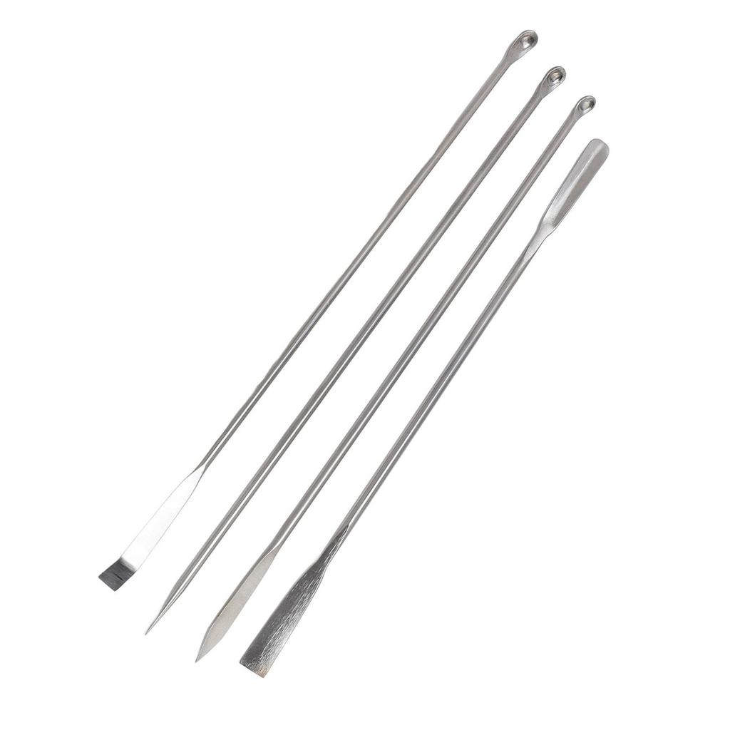 4Pcs Laboratory Spatula Set 304 Stainless Steel Micro Spoon for Mixing with Storage Bag