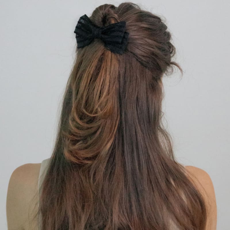 MERRYMOTIVE Stripe mesh ribbon hairpin (3color)