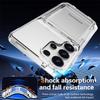 Samsung Galaxy S25 Ultra Transparent Flip Phone Case with Card Holder and Drop-proof Protection.
