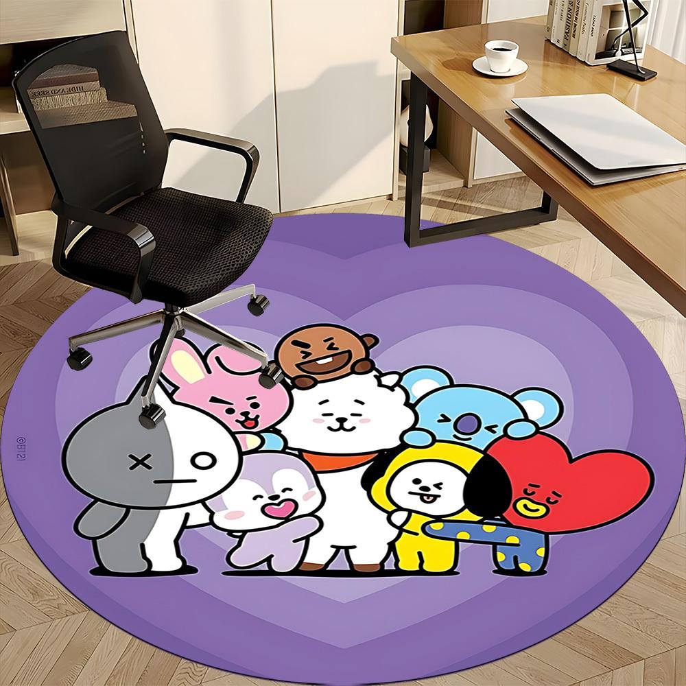1pc BT21 Characters Chair Carpet for Office Non-Slip,Machine Washable Rug for Office, Room - Holiday Decor - Machine Made Yy251017249