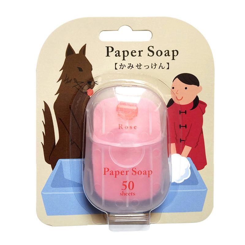 50Pcs/Box Portable Disposable Soap Paper Travel Washing Hand Bath Clean Scented Slice Sheets Mini Paper Soap Bathroom Supplies
