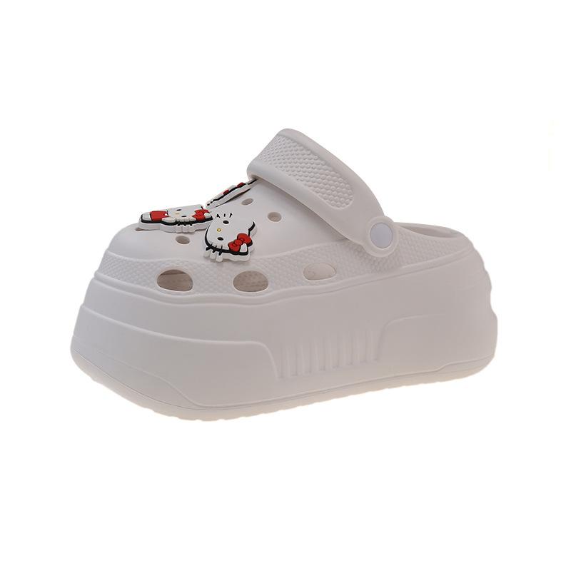 Hole shoes women's summer wear 2025 new thick-soled heightened non-slip beach shoes bag head sandals women