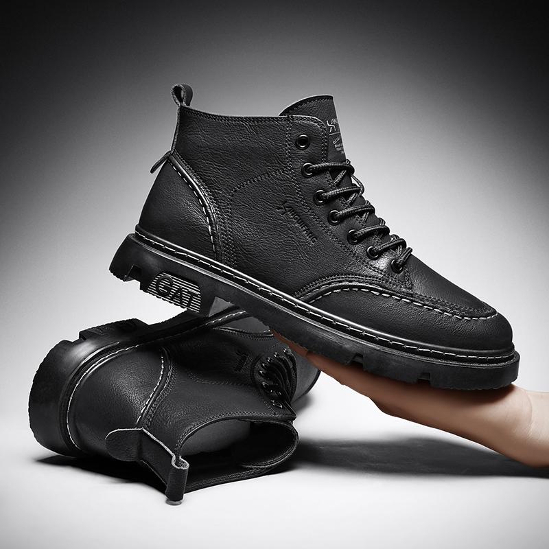 New Fashion Autumn And Winter Men's High Top Martin Boots Students Male Boys Trending Soft Sole Work Shoes Labor Protection Martin Sneakers