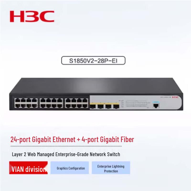 

H3C LS-S1850V2-28P-EI 28-Port Gigabit Smart Managed Switch