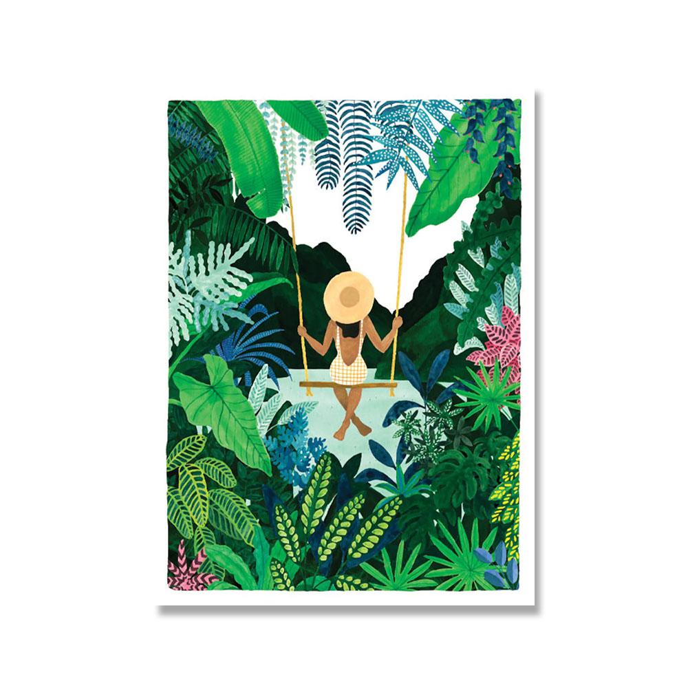 

Пальмовый лес, марокканские тропические джунгли, качели, настенное искусство для ванной комнаты, постер и печать на стене для декора гостиной 21x30cm No Framed