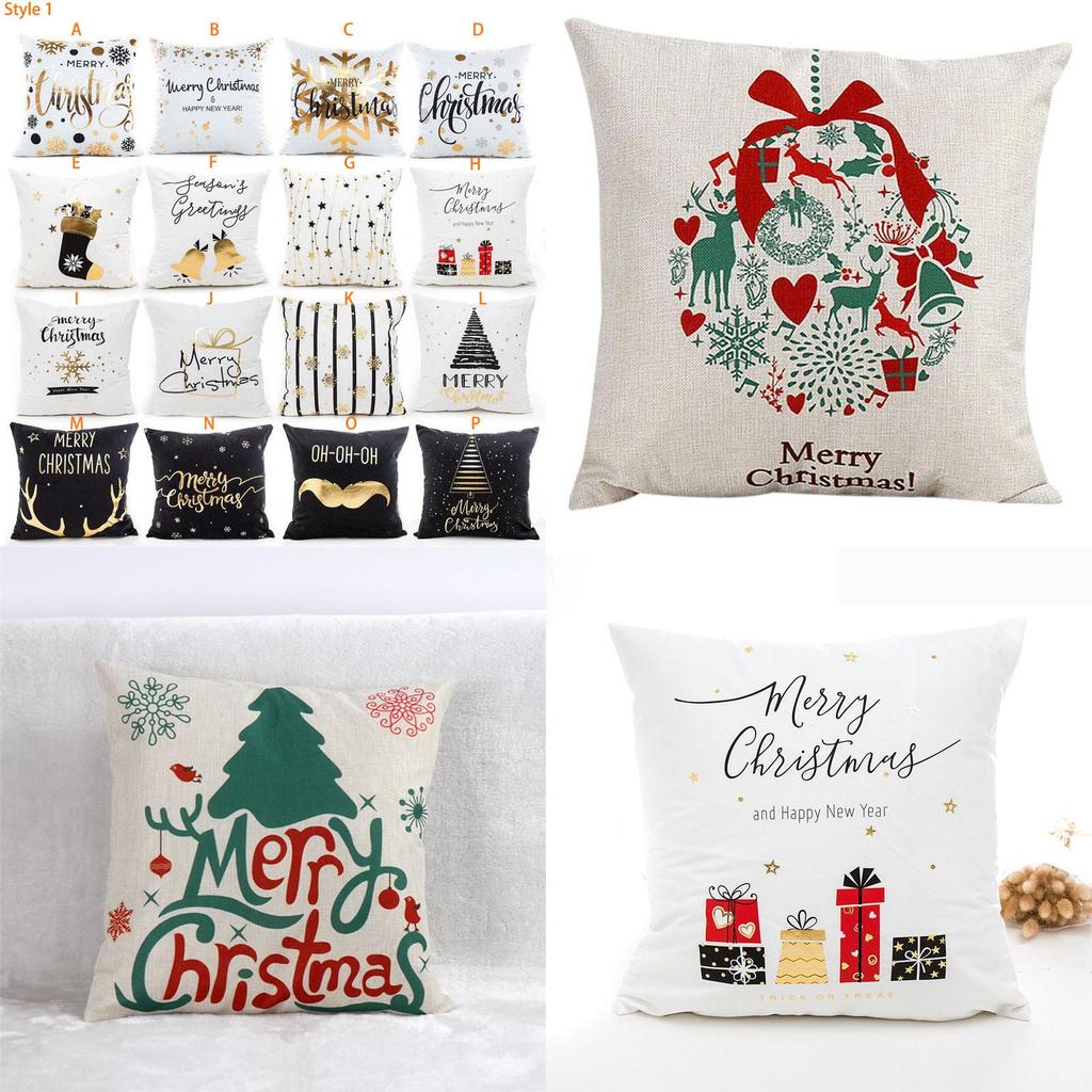 Elegantes Weihnachts-Kissenbezug Glitzer Baumwolle Leinen Sofa Überwurf Kissenbezug Für Heimdeko