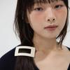 square plain hair pin - ivory