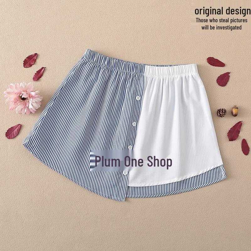 

Женский сине-белый полосатый лоскутный свитшот-пеплум базовый слой с удлиненным подолом, закрывающим бедра, для зимы XL (recommended for 110-145 jin)