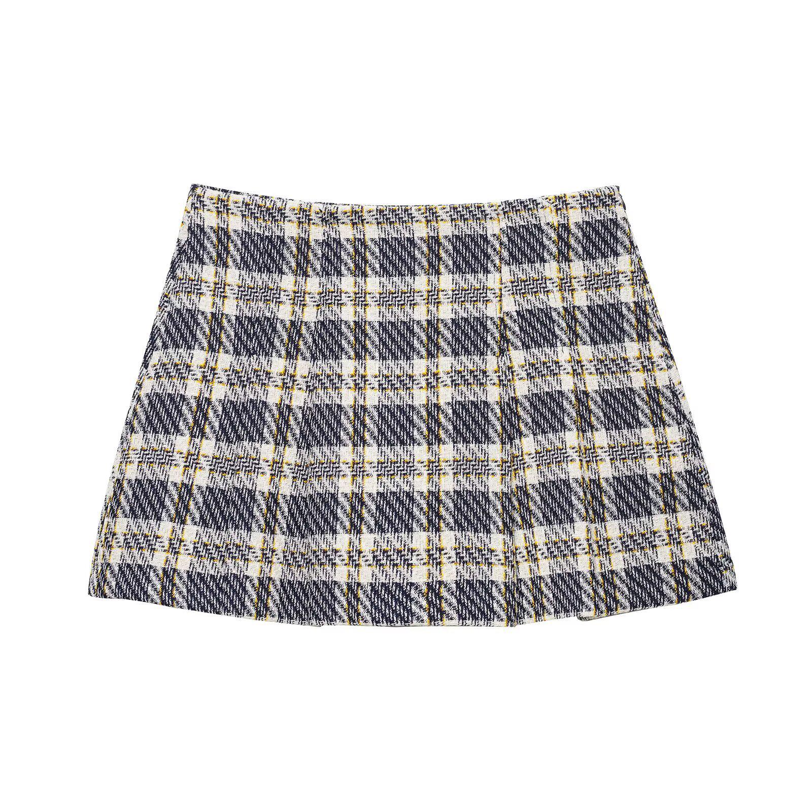 

European & American Women s Plaid Single-Breasted Sleeveless Vest + Skirt-Pants Set Extra Small