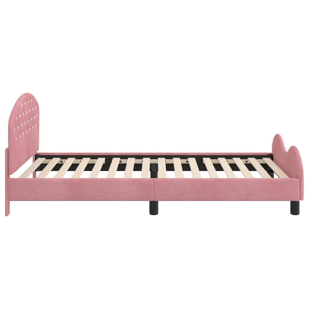 Kids Bed Frame with Headboard Pink 90 x 200 cm Velvet