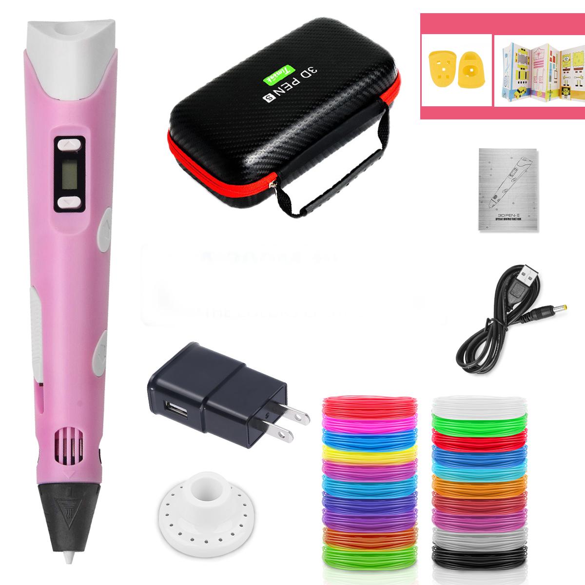

3D-ручка для детей, 3D-ручки для печати «сделай сам», карандаши для рисования с чехлом на нити PLA, новинка, подарок для детей, подарок на день рождения Purple 5Meter and 10 color US standard (PLA)