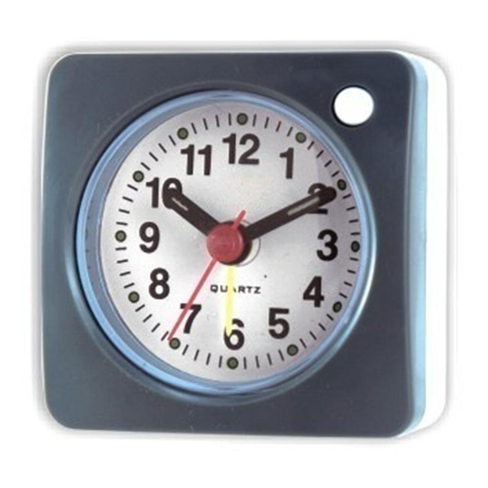 

Compact Travel Alarm Clock with Silent Operation and 4 Gradual Alarm Sounds for Home or Hotel Use Portable Design серый
