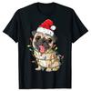 Christmas Pug With Christmas Lights Santa Hat Xmas Pug Dog T Shirt Mens Cotton Oversized Printing T Shirts Harajuku Tshirt