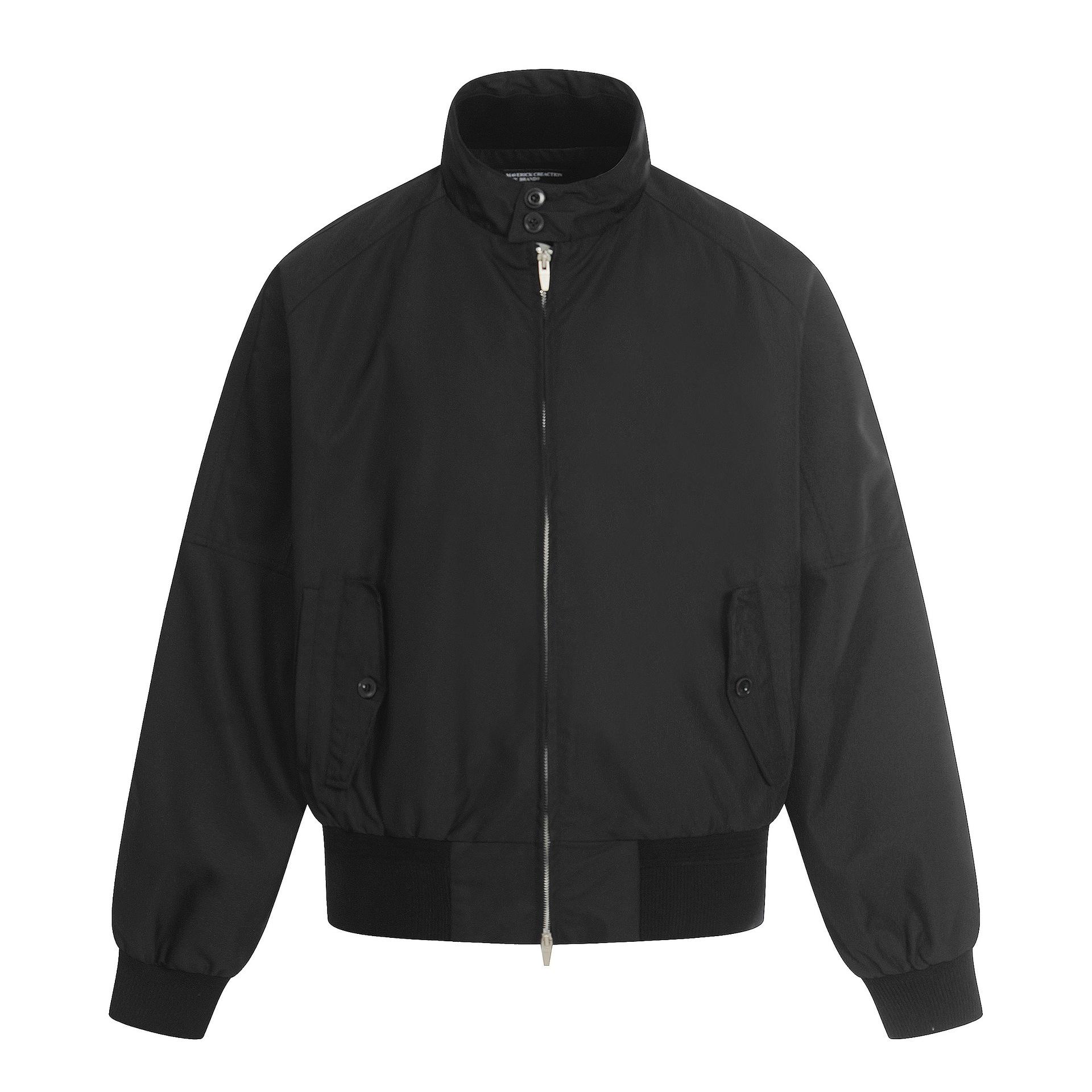 11KN Унисекс Черная Свободная Ретро Куртка-Бомбер с Воротником L