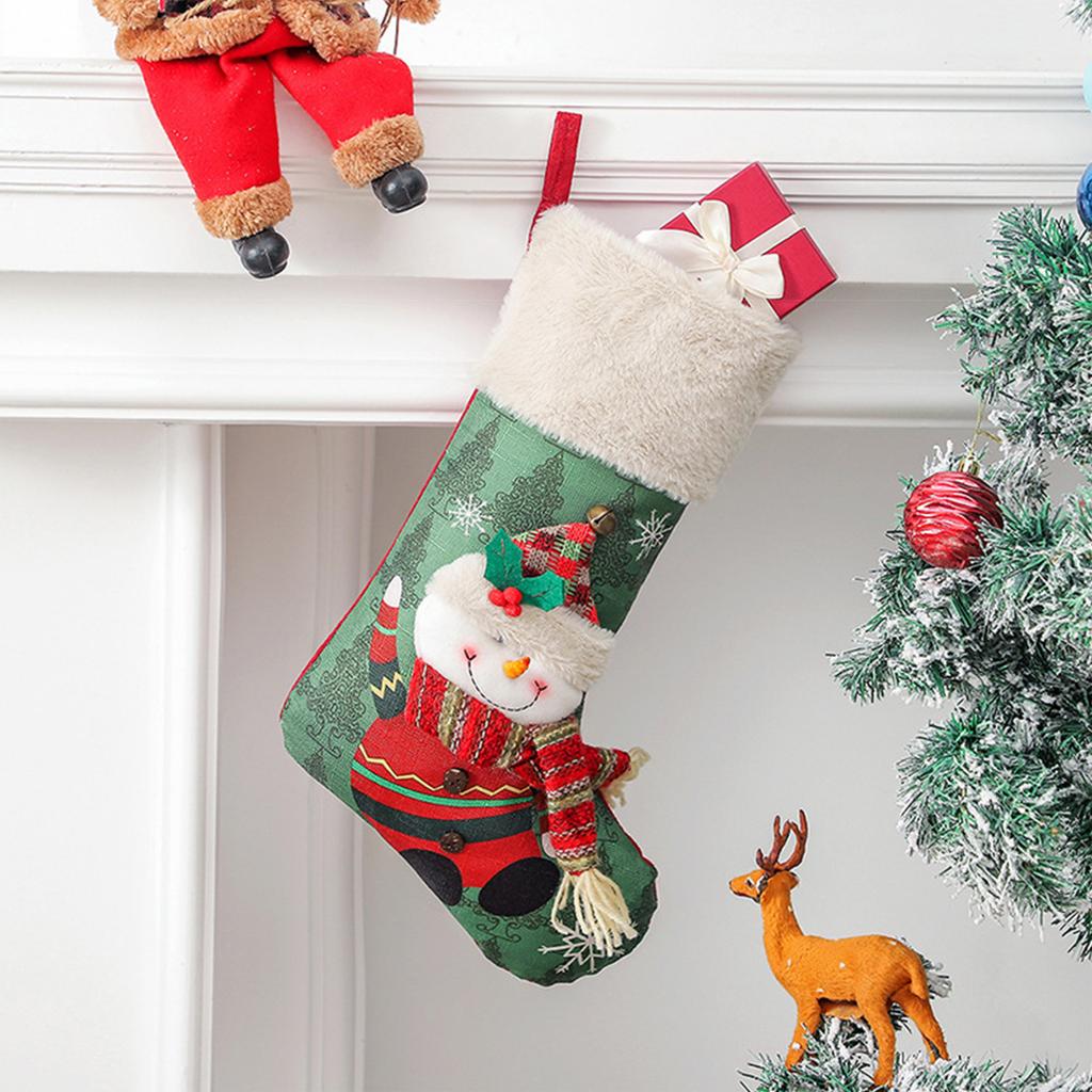3D Design Christmas Stocking 18 Inch Large Family Christmas Stocking Xmas Gifts Candy Bag for Fireplace Hanging Ornament Gifts