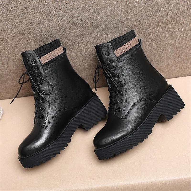 Black Martin Boots Winter New Velvet Thickened Short Boots British Style Thick-soled Snow Boots