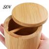 Decorative Wood Spice Keeper Salt Container with Swivel Magnetic Lid, Built-in Spoon Seasoning Lid Condiment Holder Jar, Moisture Proof for