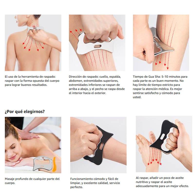 Nerezová Gua Sha Škrabacia Masážna Pomôcka Fyzioterapeutické Potreby Škrabacia Doska Na Masáž Chrbta Nôh Rúk Krku Ramien