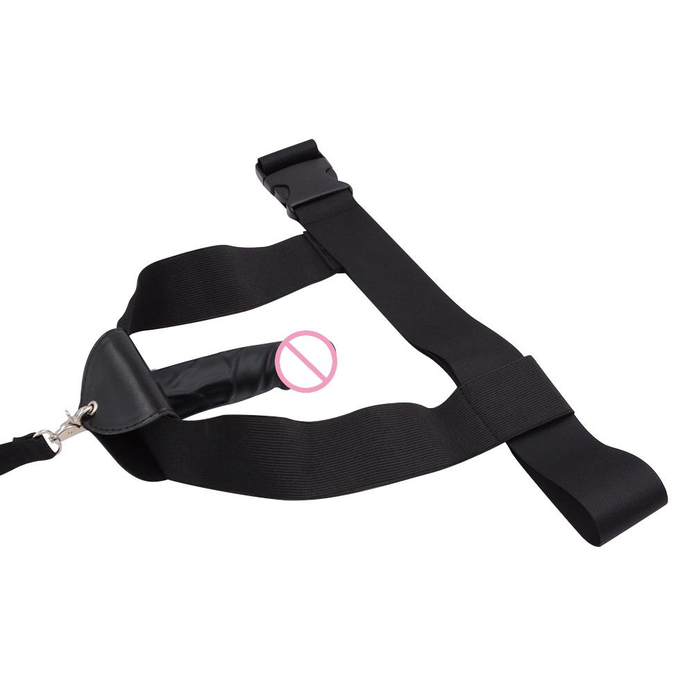 Waist  Belt with Detachable Dildo Handcuff Leather Harness Penis Holder Bondage Chastity Forced Orgasm Belt for Dildo Women
