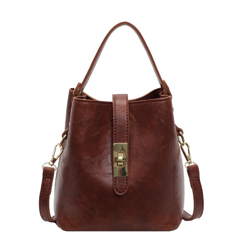 Popular Small Bag Women's Autumn New Retro Simple Bucket Bag Fashion Casual Shoulder Messenger Bag