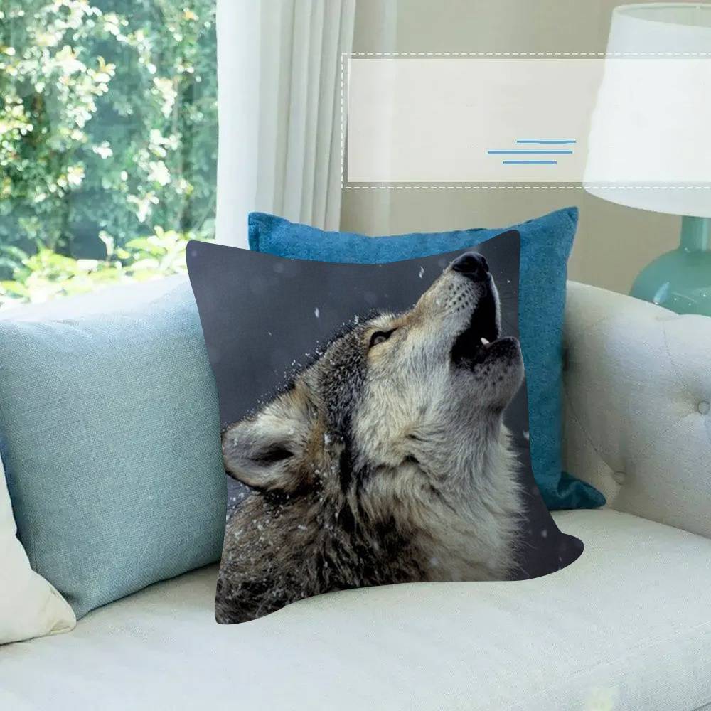 Animal Wolf Fun Cushion Cover Car Throw Pillow Case For Sofa Car Christmas Gift