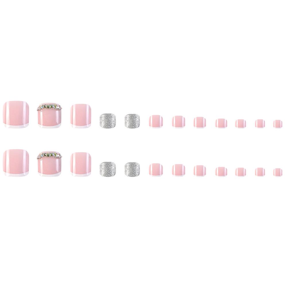 Rhinestone Glitter French Toenail Patches - Finished Product