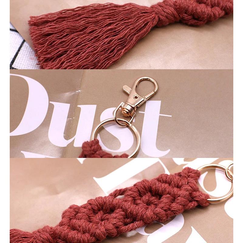 1PC Cotton Rope Handwoven Tassel Keychain Car Key Fob Bag Pendant Handbag Decorations Bag Parts Accessories