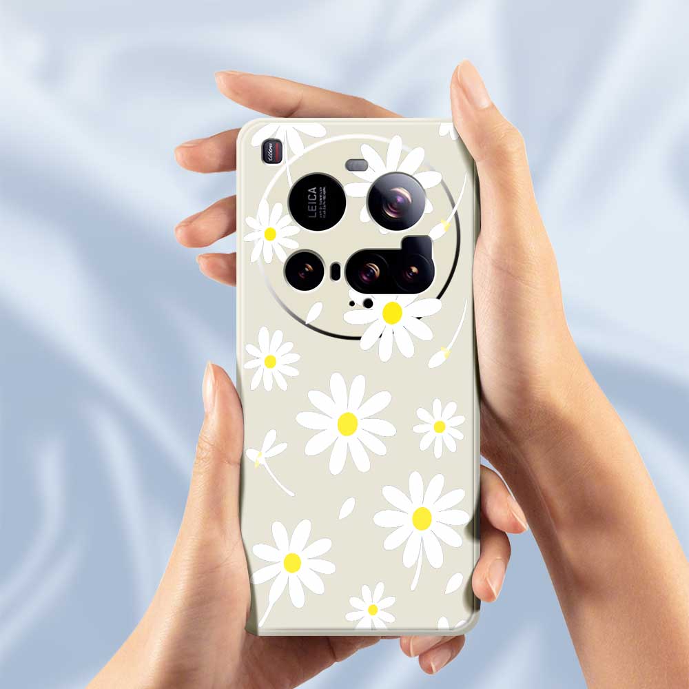 For Xiaomi 15 Ultra Case White Daisy Pattern Printing Straight Edge TPU Phone Back Cover