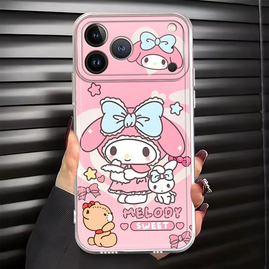 

Case for iPhone 17 Pro Max 15 Air 12 Mini XR XS Max 11 14 Plus 13 Pro 7 8 16 Soft Phone Cover Cartoon Kuromi My Melody iPhone 8